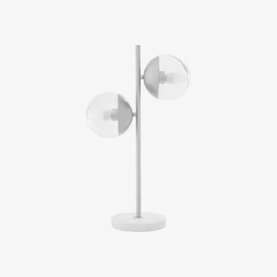 The Range Revive Two Light Chrome and White Marble Table Lamp - White
