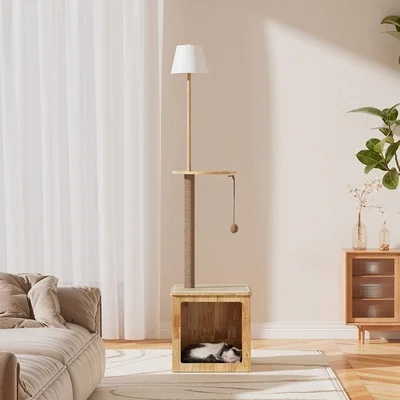 The Range 2-in-1 Cat Climbing Floor Lamp with Sisal Post and Toys - Brown / 42cm