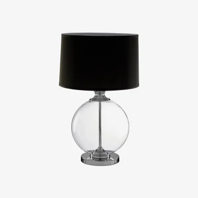 The Range Edna Small Glass Table Lamp with Black Silk Shade - Black