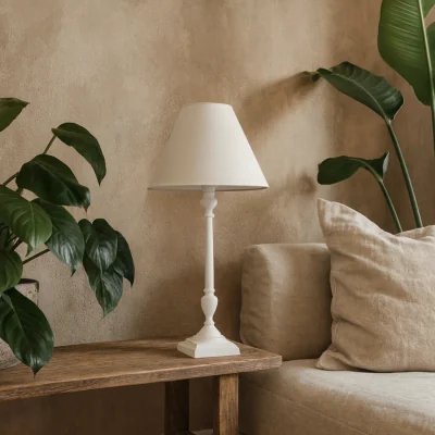 The Range Blushforge Slim Table Lamp with Linen Shade - White