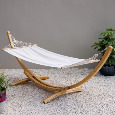 The Range Natural And Ivory Hammock with Wooden Stand - White