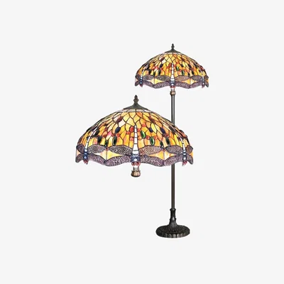 The Range BELOFAY Tiffany Stained Glass Floor Lamp Vintage - Multicolour / Dragonfly