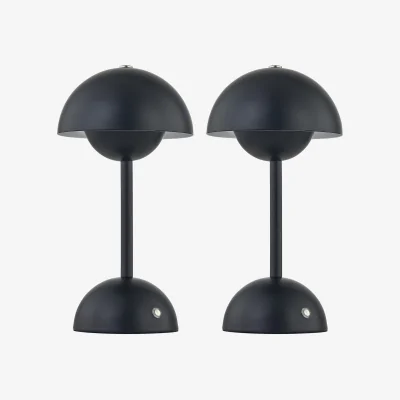The Range Set Of 2 Eleanor Table Lamps - Matt Black Paint