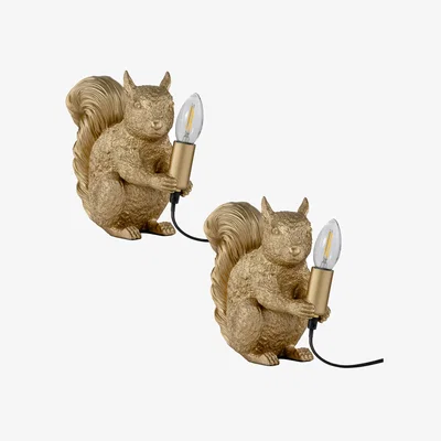 The Range Set Of 2 Squirrel Table Lamps - Gold Resin