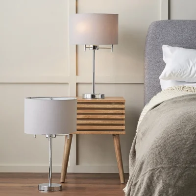 The Range Set of 2 Plaza 3-Light Metal Table Lamps - Grey