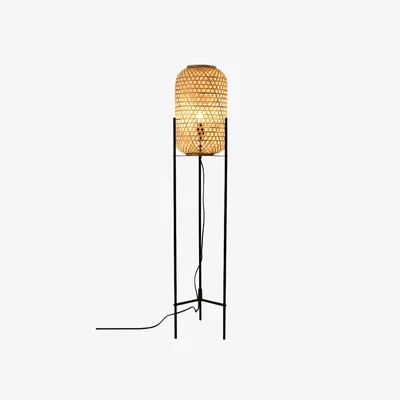 The Range Grayson Tall Floor Lamp E27 Bulb Cap - Natural / Black