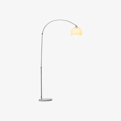 The Range Modern Marble Base Arc Floor Lamp with Dome Shade - White