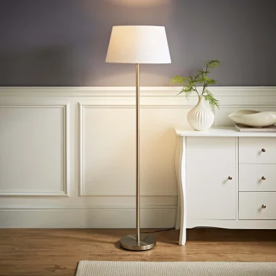 The Range Charlie White Stem Table Lamp Beige Taper Shade - Neutral / Yes - Cream