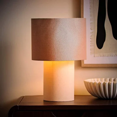 The Range Bobby Colour Clash Duo Fabric Table Lamp - Mocha / Yes