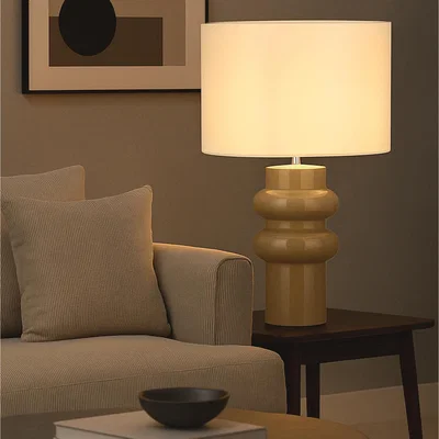 The Range Sculptural Ceramic Table Lamp with Modern Design - Cream