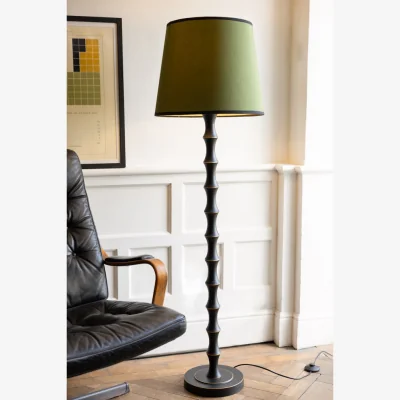 Rockett St George Vintage-Inspired Floor Lamp With Green Lampshade