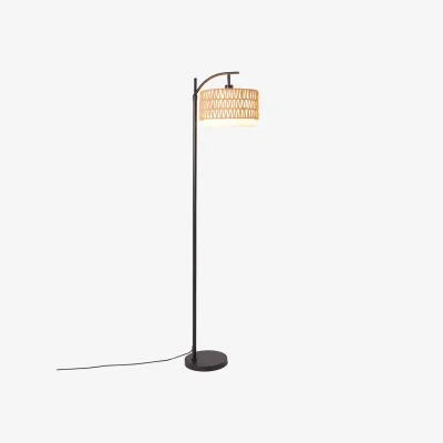 The Range E27 Floor Lamp with Double Shades and Foot Switch - Brown & White