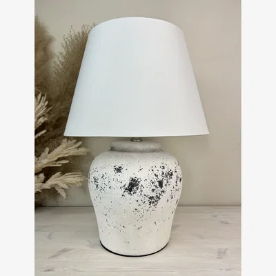 The Range Stone Effect Ceramic Table Lamp with Plain Shade - White
