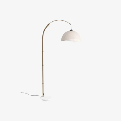 The Range Vintage Style Floor Lamp with Fabric Lampshade and Marble Base - White