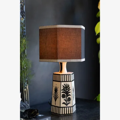 Rockett St George Monochrome Folklore Floral Table Lamp