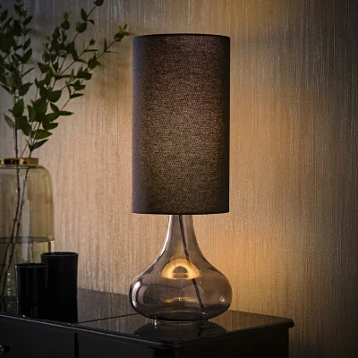 The Range Sylvie Squat Base Glass Table Lamp with Tall Shade and LED Bulb - Black