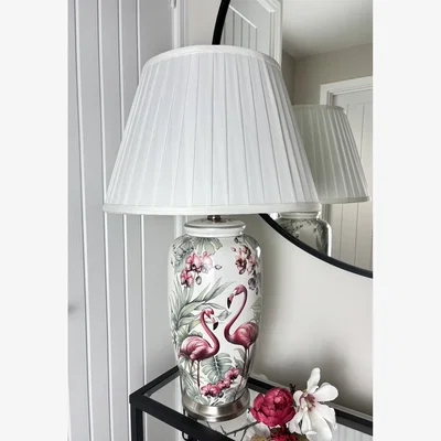 The Range Pink Flamingo Ceramic Table Lamp with Pleated Shade (G2129) - Pink
