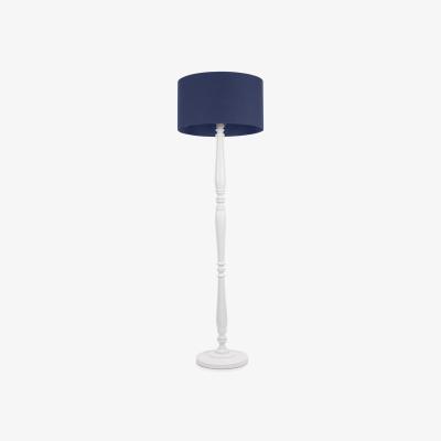 The Range Victoria White Wood Floor Lamp Drum Shade and LED Bulb - Navy