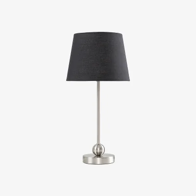 The Range Theydon Silver Table Lamp Small Black Tapered Shade - Silver
