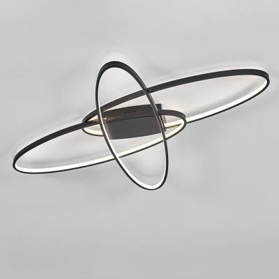 The Range HomeScape Flush Lights Oval Minimalist LED Semi-Flush Ceiling Lamp - Black