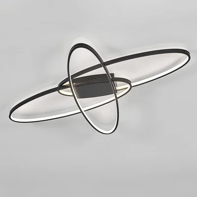 The Range HomeScape Flush Lights Oval Minimalist LED Semi-Flush Ceiling Lamp - Black