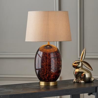 The Range Tortoise Shell Glass Tall Table Lamp - Brown and natural