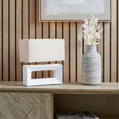 The Range Block Ceramic Rectangular Table Lamp - White