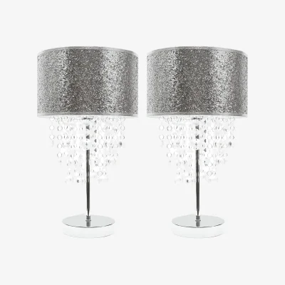 The Range Bonita Pair Silver Glitter Table Lamp - Silver / Bulbs Not Included