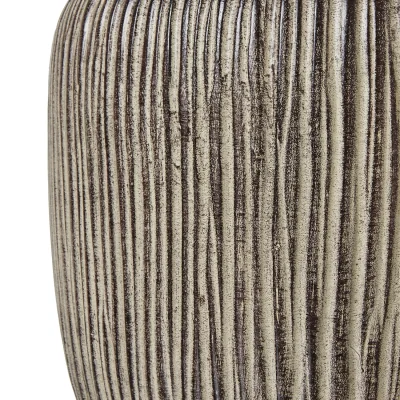 The Range Artisan Carved Textured Table Lamp With Linen Shade - Brown