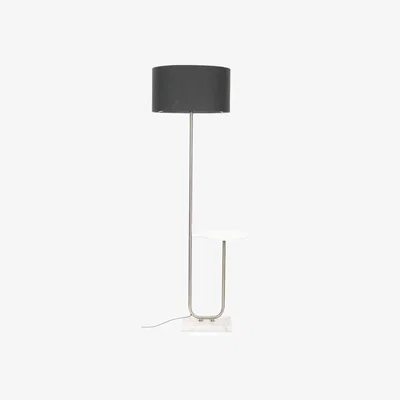 The Range Tavel Brushed Chrome Floor Lamp with Table Large Charcoal Shade - Black