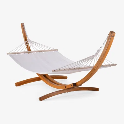 The Range Hammock with Wooden Stand 1 Person Capacity for Outdoors - White