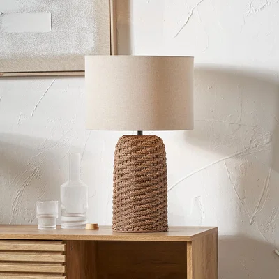 The Range Natural Woven Seagrass Table Lamp - Brown