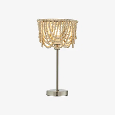 The Range Pilli Beaded Table Lamp - Satin Nickel, Natural
