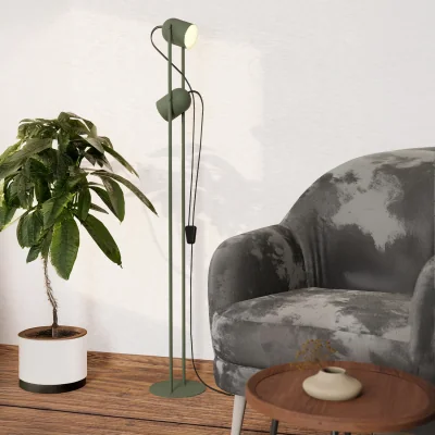 The Range Eglo Tilston Steel Minimalist Floor Lamp, Green - Green