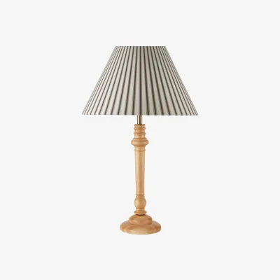 The Range Julian Table Lamp With Shade - Wood And Striped Fabric