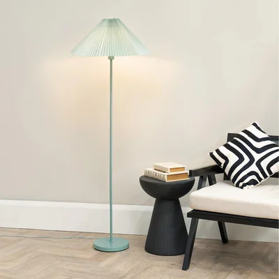 The Range Akira Fabric Pleated Shade Floor Lamp - Blue