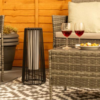The Range Small Black PE Rattan Solar Floor Lamp - Black