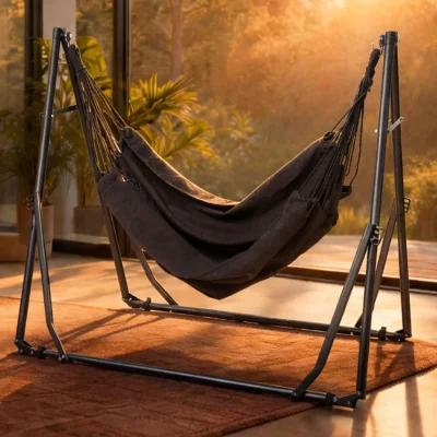 The Range 2 in 1 Foldable Hammock Chair Bed 200kg - Black