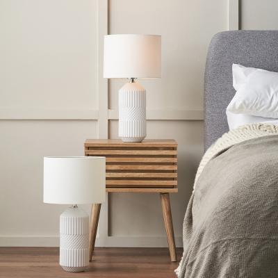 The Range Set of 2 Meribel Geo Textured Tall Ceramic Table Lamps - White