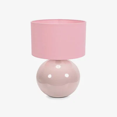 The Range Bosco Stone Table Lamp Drum Shade - Blush / Bulb Not Included