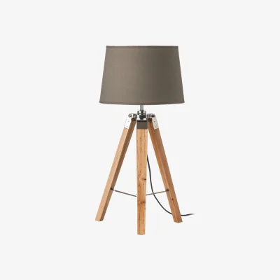 The Range Hadson Tripod Table Lamp with Light Wood Base - Grey