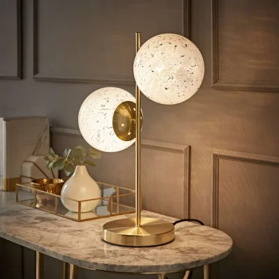 The Range Jas 2 Way Table Lamp with Confetti Glass Shades - Gold / No
