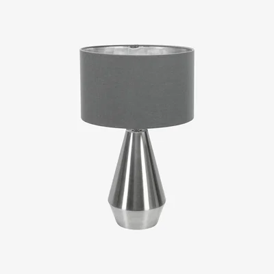 The Range Jax Chrome Dimmable Touch Table Lamp with Grey with Chrome Inner Shade - Grey