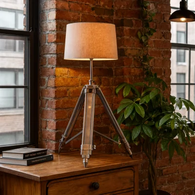 The Range Modena Chrome Tripod Table Lamp with Shade - Chrome