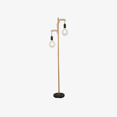 The Range Woody 2 Light Floor Lamp - Brown
