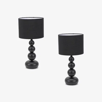 The Range Marissa Pair of Stacked Ball Table Lamp Light - Black