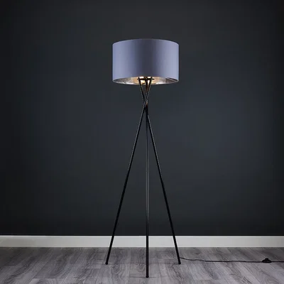 The Range Camden Tripod Floor Lamp with Metallic Inner Shade and Bulb - Chrome