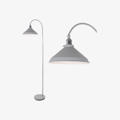 The Range Maxwell Floor Reading Lamp - Flint Grey With Polished Chrome Plate Detail