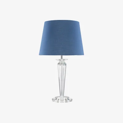 The Range Davenport Crystal Base Table Lamp - Silver / 37cm / Navy Blue Shade