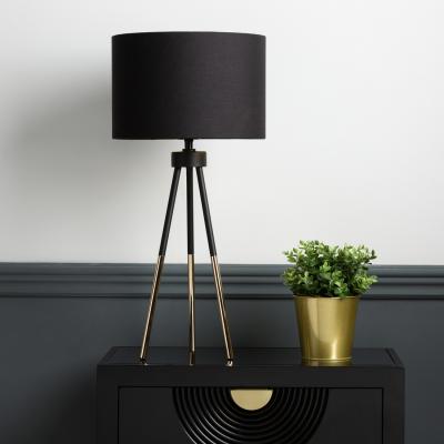 The Range Metal Table Lamp with Linen-Shade - Black / 25cm